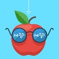 Apple with glasses, concept