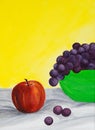 Apple and grapes