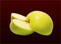 Apple green, ripe cut in half. Royalty Free Stock Photo