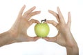 Apple in hand of girl Royalty Free Stock Photo