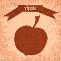 Apple. Hand paper cut elements. Poster, banner, invitation. Harvest festival. Apples, ribbon with text. Grunge background Royalty Free Stock Photo