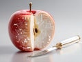 Apple has been cut open, internal circuit diagram structure exposed Royalty Free Stock Photo