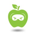 Apple head ninja logo template. Apple fruit and ninja logo element