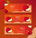 Apple healthy fruits for template banner banners horizontal variations option realistic with flat color style