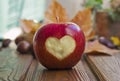 Apple with heart figure