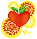 Apple heart with flash arnament symbol - vector illustration Royalty Free Stock Photo