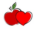 Apple and heart icon vector. Royalty Free Stock Photo