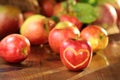 Apple heart on a wet table Royalty Free Stock Photo