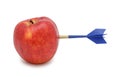 Apple hit by arrow, isolated
