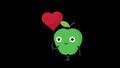 Apple holding heart shaped balloon. Transparent background