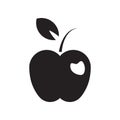 Apple icon, black isolated on white background, vector illustration. Royalty Free Stock Photo