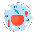 Apple icon, education, knowledge, science concept