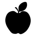 Apple icon, fruit.Apple silhouette with leaf Royalty Free Stock Photo