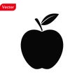 Apple Icon. Apple isolated black sign on white background. The symbol of the apple with a leaf. Vector illustration Royalty Free Stock Photo