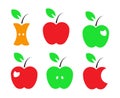 Apple icon set, color isolated on white background, vector illustration.