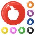 Apple icon set 8 color isolated on white. Collection of glossy round colorful buttons with apple. Vector illustration for design, Royalty Free Stock Photo