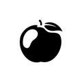Apple illustration.Black apple fruit silhouette symbol.