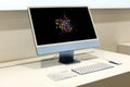 Apple iMac in Apple store. Editorial illusrative photo of new Apple 24-inch iMac M1 chip