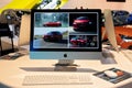 Apple iMac computer with information about the new Opel cars Royalty Free Stock Photo