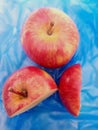 Apple images red closeup fruits on blue background