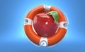 Apple inside life buoy