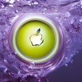 apple inside some purple fluid