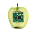 Apple with an integrated circuit Royalty Free Stock Photo