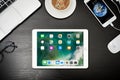 Apple iPad Gold with iPhone 8 plus and MacBook Pro