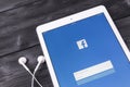 Apple iPad Pro with Facebook homepage on monitor screen. Facebook one of the biggest social network website. Homepage of Facebook. Royalty Free Stock Photo