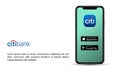 Apple iPhone and Citibank Mobile Banking application for editorial use