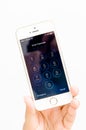 Apple iPhone 5 enter passcode screen Royalty Free Stock Photo
