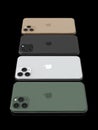 Apple iPhone 11 Pro - all colours, compared, in a row