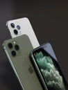 Apple iPhone 11 Pro, 2019, green and silver, vertical