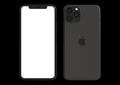 Apple iPhone 11 Pro Space grey, 2019, both sides, frontal Royalty Free Stock Photo