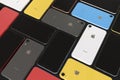 Apple iPhone XR all colours, mosaic arrangement, blank screen