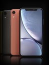 Apple iPhone XR silver, coral, grey, vertical position, aligned