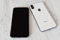 Apple iPhone XS Max Silver, front and back sides Royalty Free Stock Photo