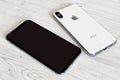 Apple iPhone XS Max Silver, front and back sides Royalty Free Stock Photo