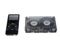 An Apple Ipod Nano and a cassette Royalty Free Stock Photo