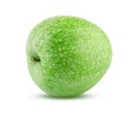 Apple Isolated. Green Apple with Water Drops on White Background. Highly Retouched Fruit Closeup. Full Depth of Field Royalty Free Stock Photo