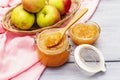 Apple jam, confiture, chutney in a glass jar Royalty Free Stock Photo