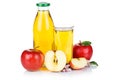 Apple juice apples fruit fruits bottle isolated on white Royalty Free Stock Photo