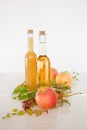 Apple juice in bottles Royalty Free Stock Photo