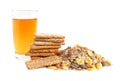 Apple juice, cracker and muesli Royalty Free Stock Photo