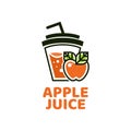 apple Juice cup drink fruit smoothie cocktail logo concept design illustration Royalty Free Stock Photo