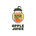 apple Juice cup drink fruit smoothie cocktail logo concept design illustration Royalty Free Stock Photo