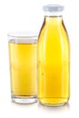 Apple juice drink fresh glass bottle isolated on white Royalty Free Stock Photo