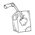 Apple juice icon. Vector illustration of apple juice in a box with a straw