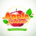 Apple juice label Blot and lettering on white background. Splash and blot design, shape creative vector illustration.