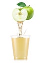 Apple juice pouring out from fruit into glass Royalty Free Stock Photo